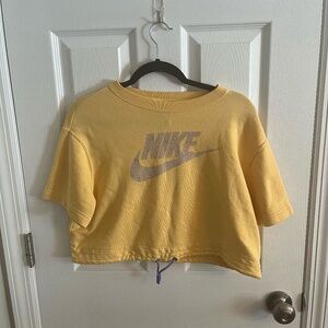 Size S Nike Crop Drawstring T Shirt Yellow Multicolor Women's Athletic Top